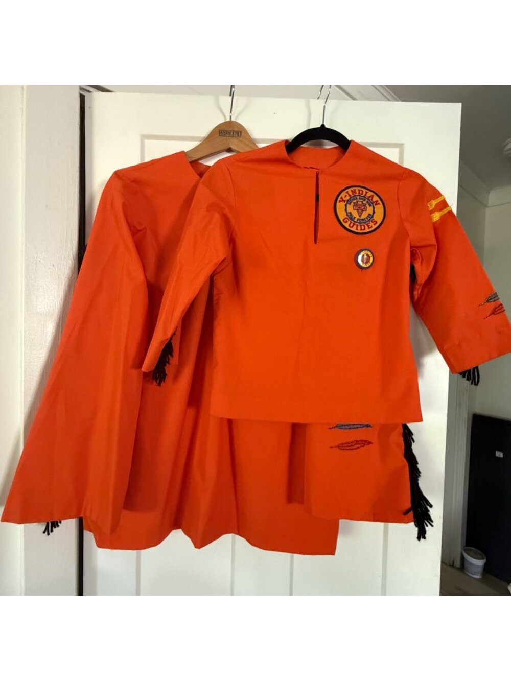 Vintage Fathers & Sons Camp Orange Uniform With Patches Y-Indian Guides YMCA 70s